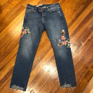 Anthropologie low rise embroidered jeans